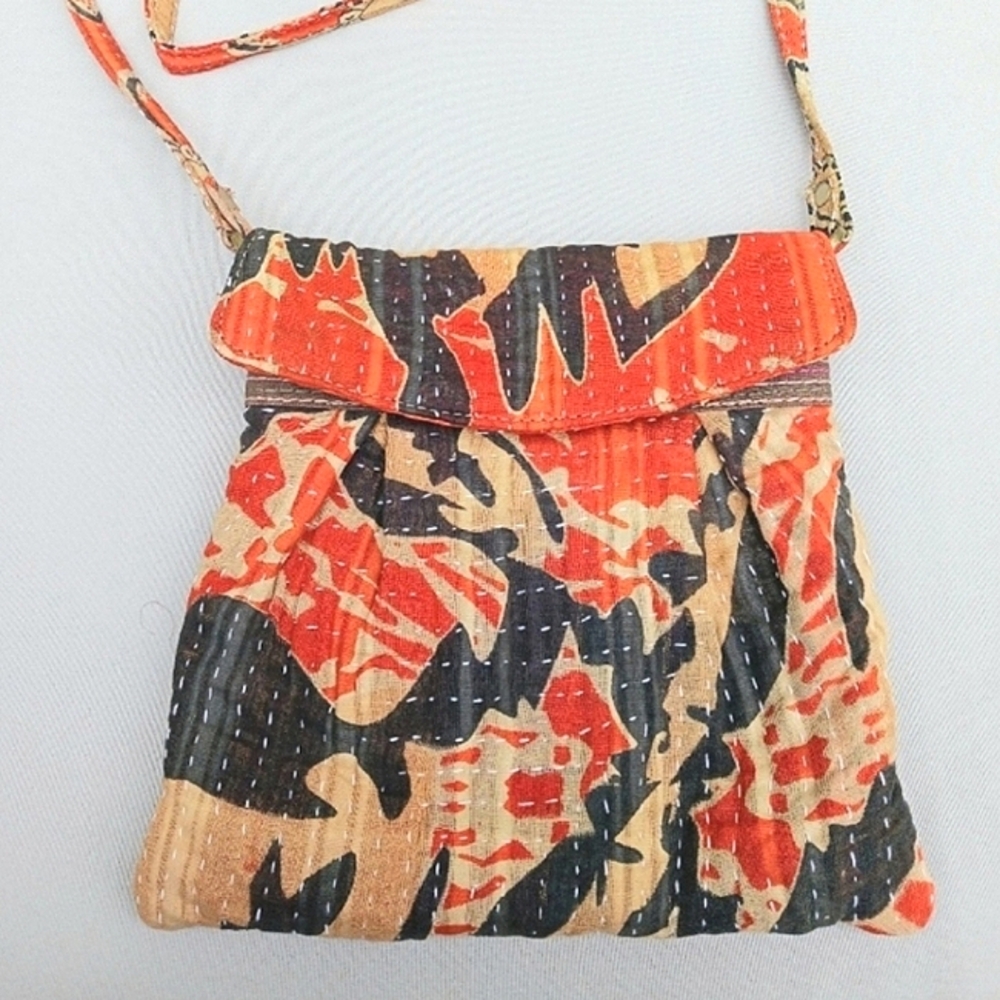 Crossbody Boho fabric bag, lined, EUC